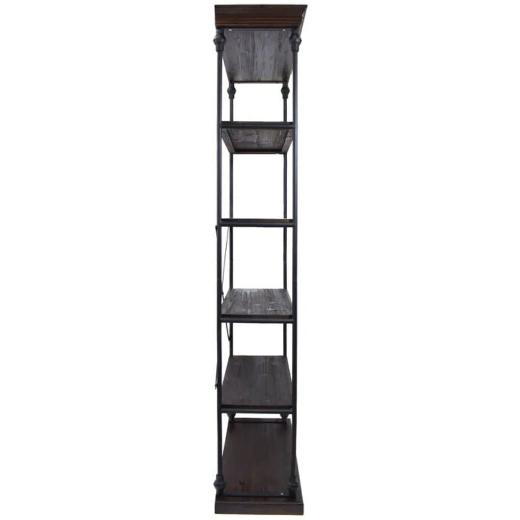 Industrial 5 Shelf Bookcase in Dark Walnut - HER Home Design Boutique
